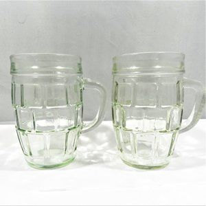 Lot of 2 Clear Glass Barrel Mugs